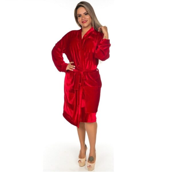 Roupão Feminino Veludo Vermelho - Pimenta Sexy