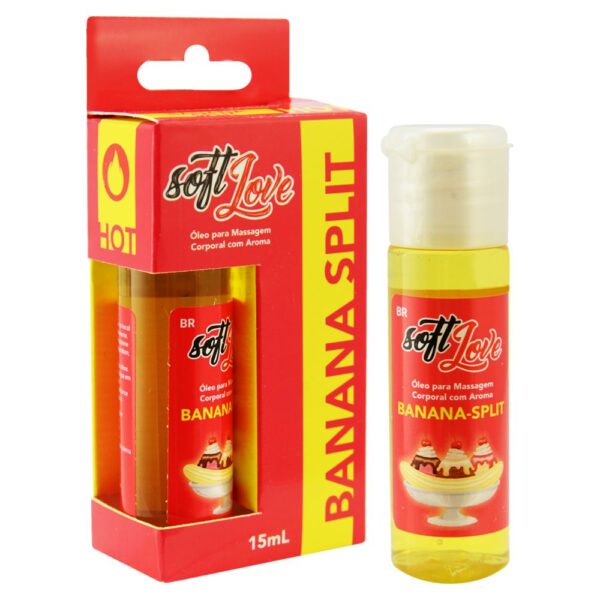 Óleo Banana Split Para Massagem Intima que Esquenta 15 ml Soft Love – Sexshop