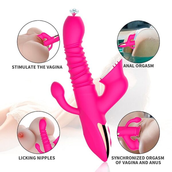 Vibrador Triplo Completo - Ponto G, Anal e Clitoris com Vai e Vem - Dibe Sex shop