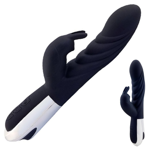Vibrador Ponto G e Clitóris Silicone Preto - Leason Sex shop