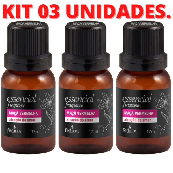 KIT 03 UNIDADES Essencial Fragance Encatadores 17ml MAÇÃ VERMELHA – Sex shop - Image 2