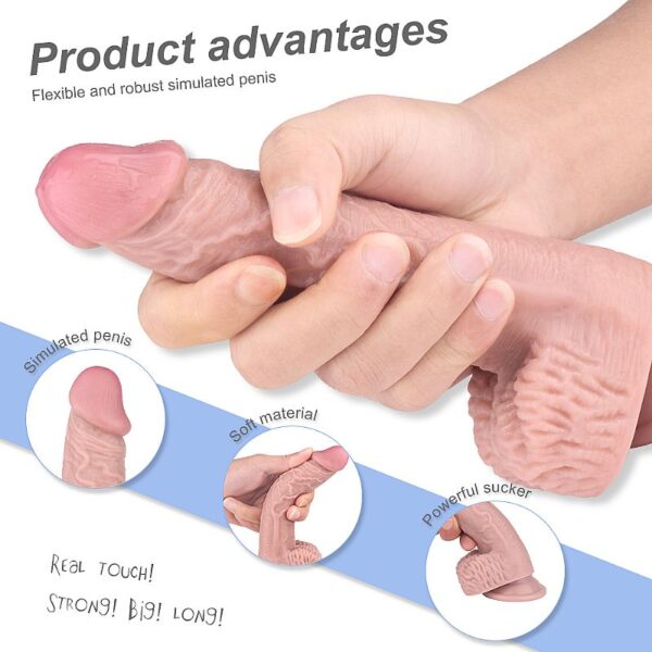 Pênis Realístico Em Silicone Macio Escroto e Ventosa S-Hande - Sexshop - Image 3