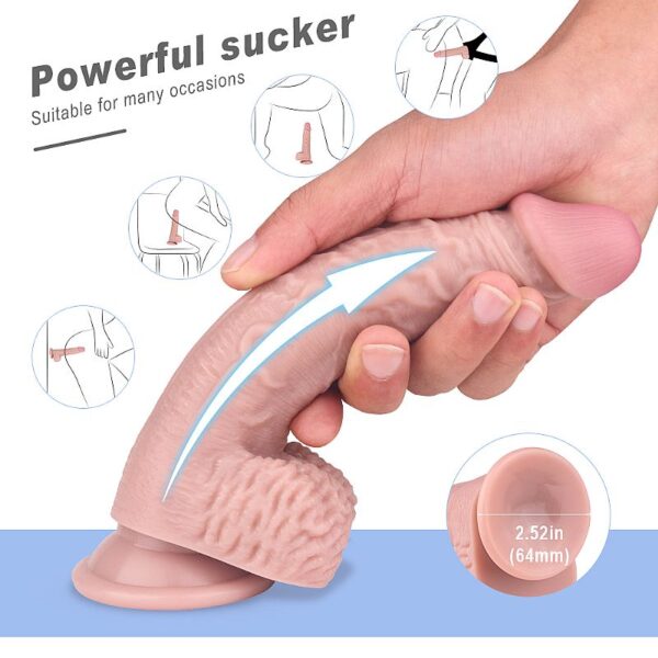 Pênis Realístico Em Silicone Macio Escroto e Ventosa S-Hande - Sexshop - Image 2