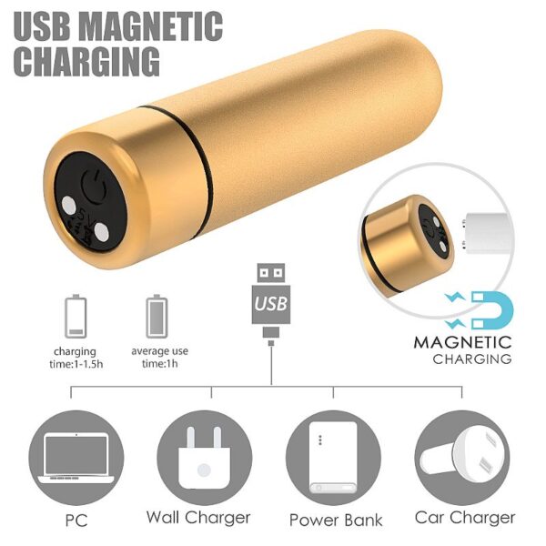 Vibrador Bullet Dourador Recarregável 9 Vibrações - SEED-3 - S-Hande - Sexshop - Image 4
