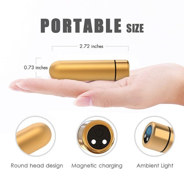 Vibrador Bullet Dourador Recarregável 9 Vibrações - SEED-3 - S-Hande - Sexshop - Image 5