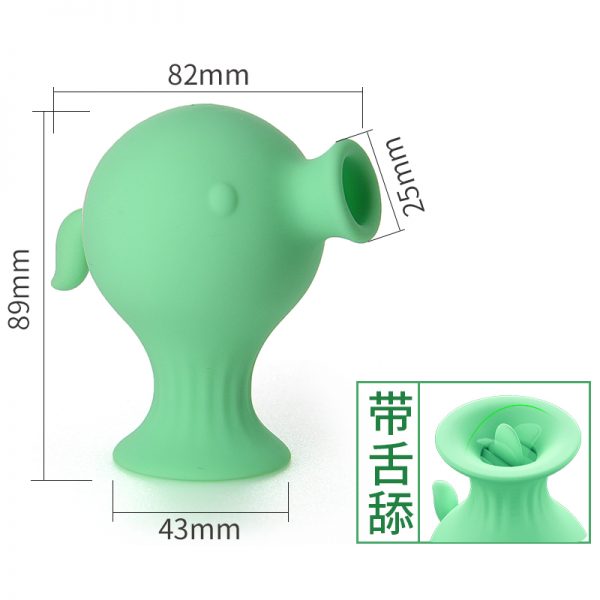 Vibrador Golfinho Com Sucção de Clitóris e Língua Vibrante - Verde - Sexshop - Image 3