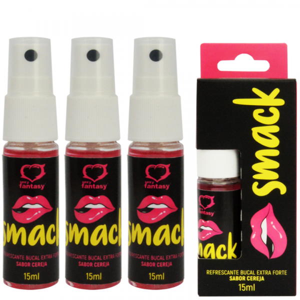 KIT 03 Refrescantes Bucal De Cereja Extra Forte Smack 15Ml SexShop
