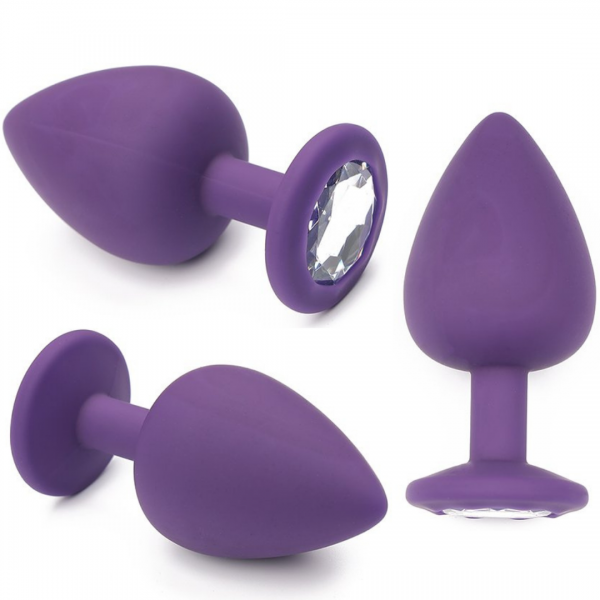 Plug anal de silicone Com Pedra diamante Tamanho P Cores variadas