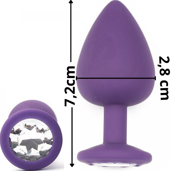 Plug anal de silicone Com Pedra diamante Tamanho P Cores variadas - Image 2