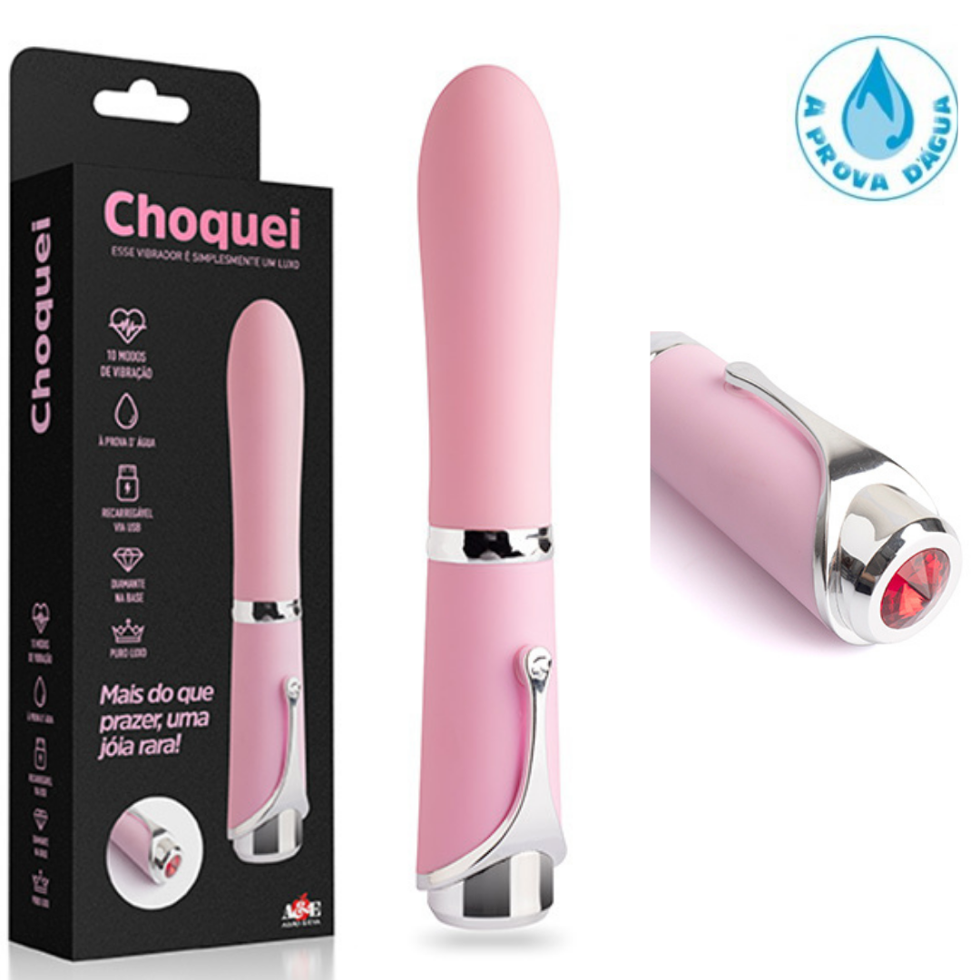 Choquei - Vibrador de Luxo 10 Modos de Vibração USB Diamante