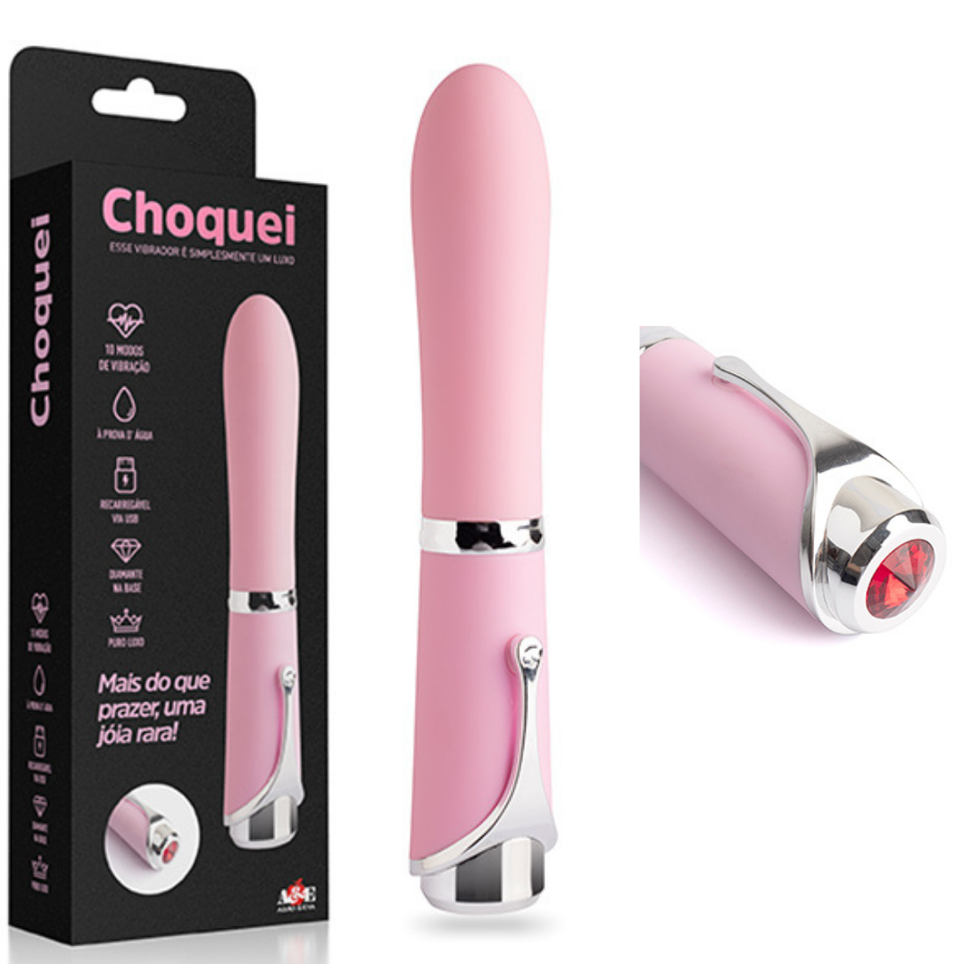 Choquei - Vibrador de Luxo 10 Modos de Vibração USB Diamante - Imagem 5