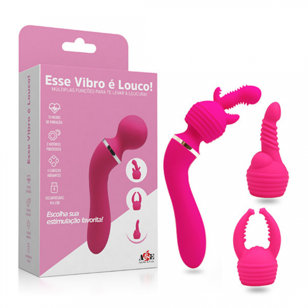 Vibrador 10 Velocidades Com Múltiplas Cabeças Recarregável