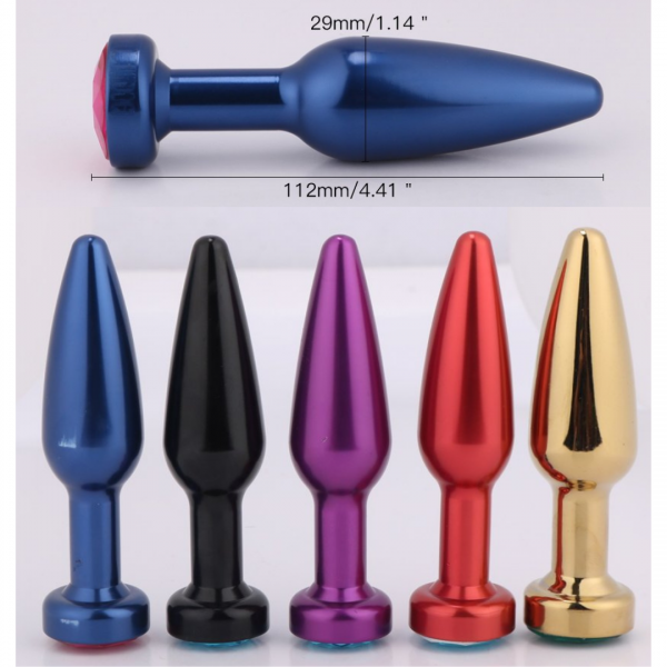 Plug anal Joia Assist Em Metal Cores Diversas 11,4x2,8 CM