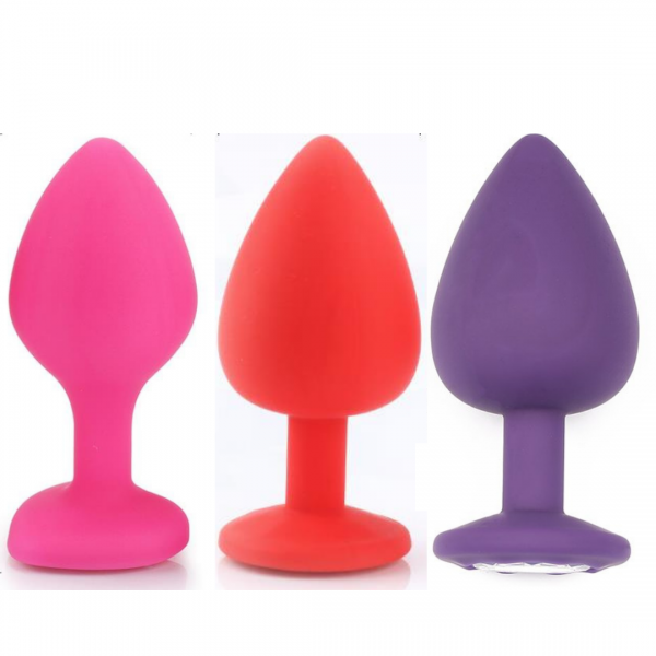 Plug anal de silicone Com Pedra diamante Tamanho P Cores variadas - Image 3