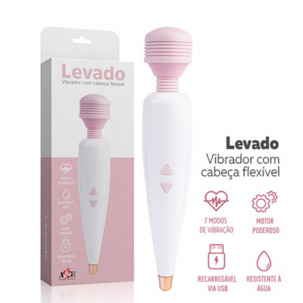 Vibrador Levado Varinha Com Cabeça Flexível e 07 Velocidades