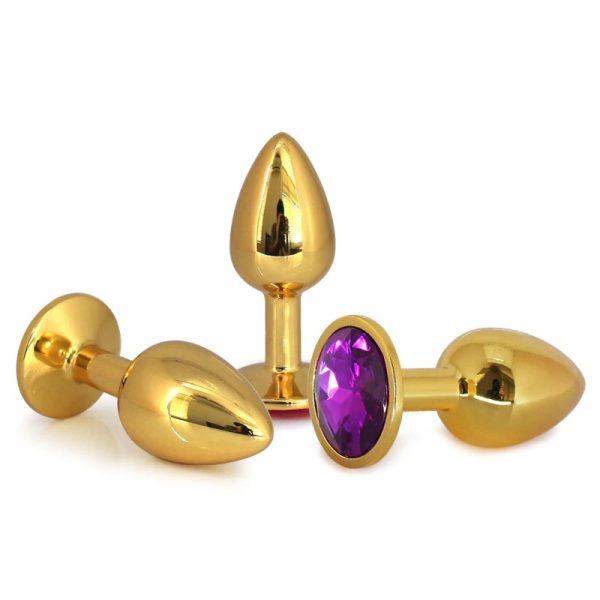 Plug Anal Dourado Com Joia Na Base em Aço Inoxidável Grande - Image 4