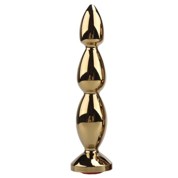 Plug Anal Dourado Em Aço Inoxidável Com Formato Escalonado e Joia