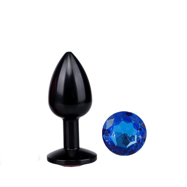 Plug Anal Preto Metalizado em Aço Inoxidavel Com Joia Medio - Image 3