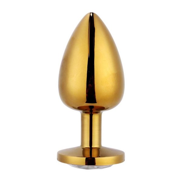 Plug Anal Dourado Com Joia Na Base em Aço Inoxidável Grande - Image 5