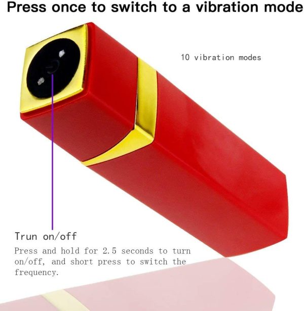 Vibrador Formato Batom Recarregável com 10 Modos de Vibração - Image 4