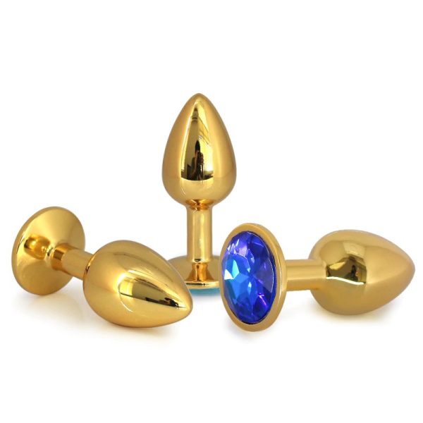 Plug Anal Dourado Com Joia Na Base em Aço Inoxidável Grande - Image 2