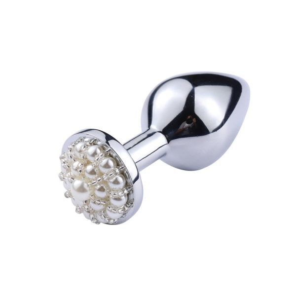 Plug anal Aço inoxidável Cônico Com Pérolas na Base Pequeno