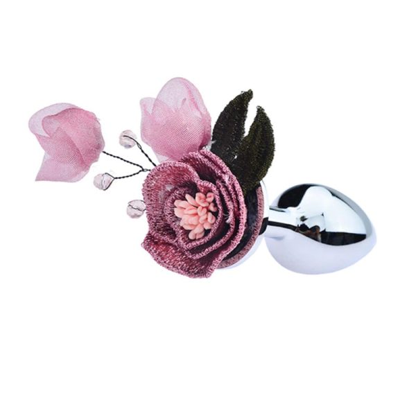 Plug Anal Metal Pequeno Cônico Com Flor Na Base