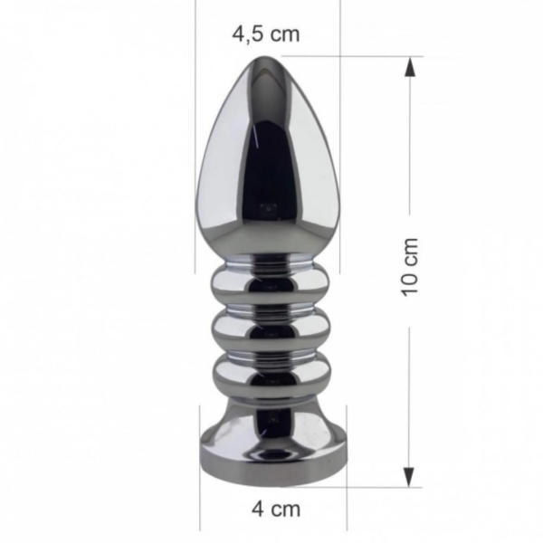 Plug Anal Em Aço Inoxidável Escalonado Com Vibrador e Joia Na Base - Image 9