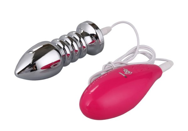 Plug Anal Em Aço Inoxidável Escalonado Com Vibrador e Joia Na Base - Image 7