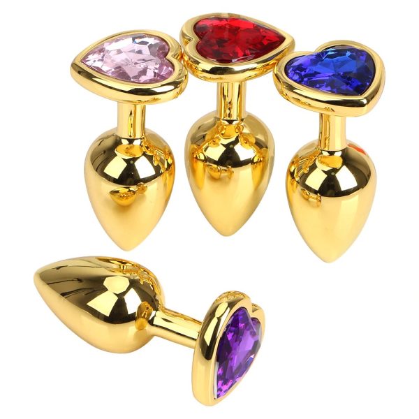 Plug Anal Coração Dourado em Aço Inox Com Cristal Pequeno – Steal Butt Plug - Image 6