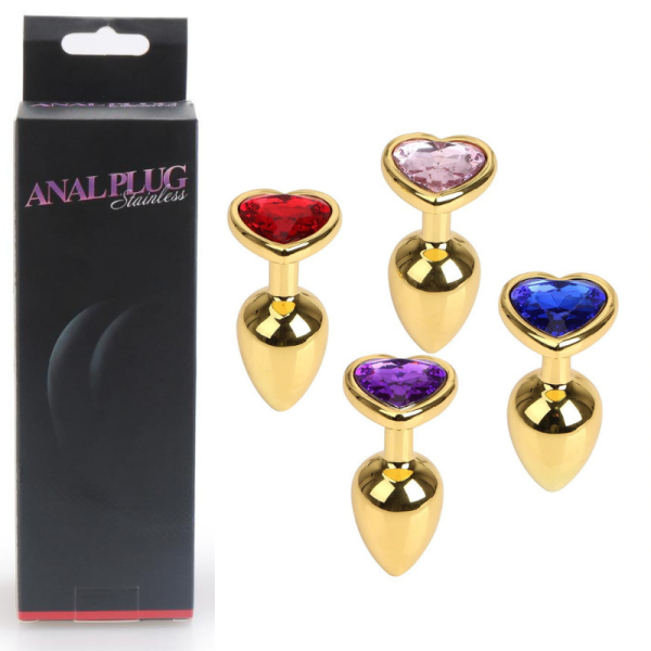Plug Anal Coração Dourado em Aço Inox Com Cristal Pequeno – Steal Butt Plug - Image 8