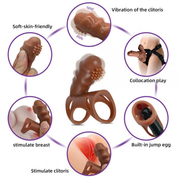 Anel Peniano Extendido com Estimulador de Clitóris com Vibro feito em Silicone - Image 2