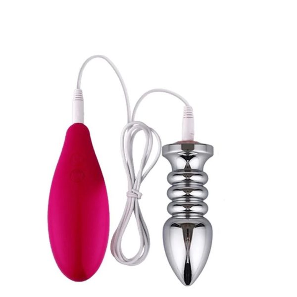 Plug Anal Em Aço Inoxidável Escalonado Com Vibrador e Joia Na Base - Image 6
