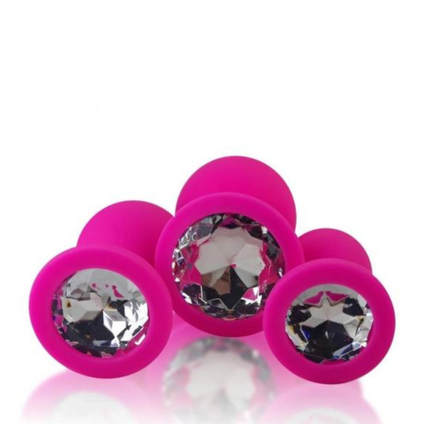 Kit Plug Anal em Silicone Com 3 Tamanhos Diferentes + Capsula Vibratória Rosa - Image 4