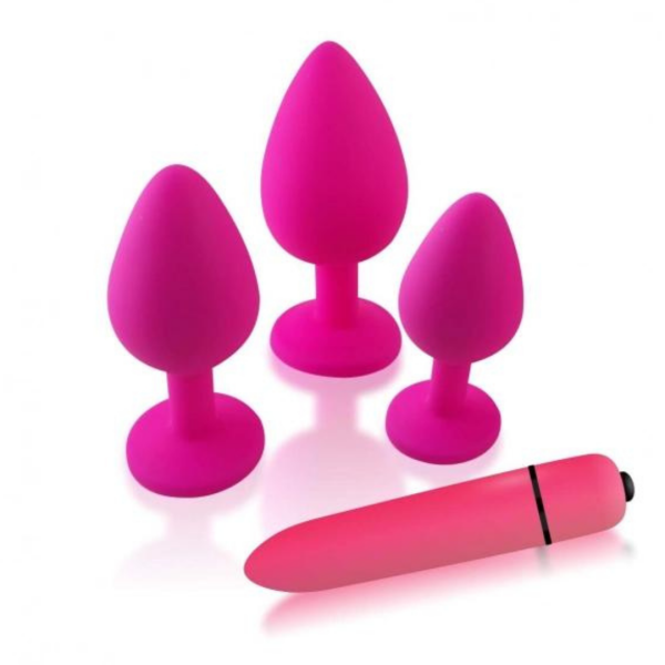 Kit Plug Anal em Silicone Com 3 Tamanhos Diferentes + Capsula Vibratória Rosa - Image 5