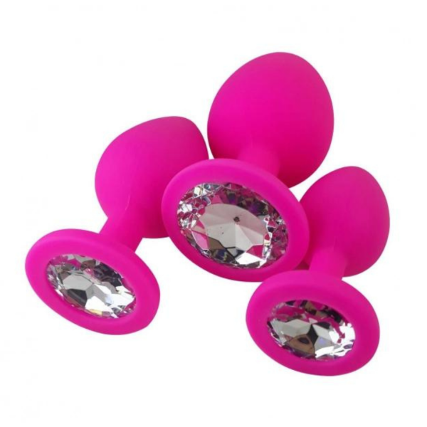 Kit Plug Anal em Silicone Com 3 Tamanhos Diferentes + Capsula Vibratória Rosa - Image 6