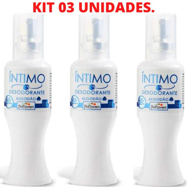 Kit 03 Desodorante Íntimo Algodão 35ml Hot Flowers - Refrescante - Image 2
