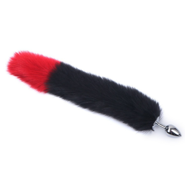 Plug Anal Em Aço inoxidável Calda de Raposa Vermelho e Preto - Image 4