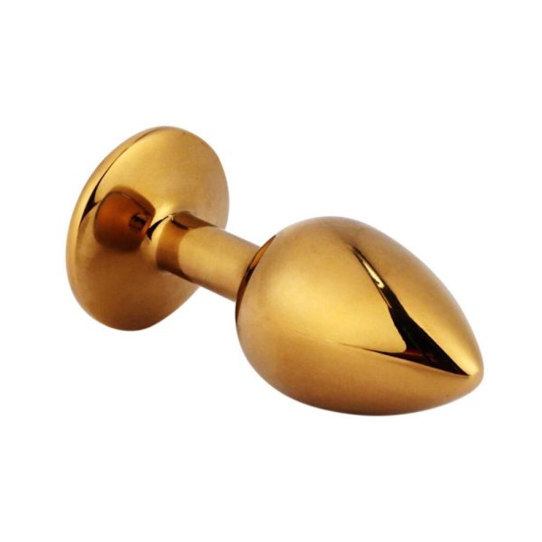 Plug Anal Dourado Com Joia Na Base em Aço Inoxidável Grande - Image 3