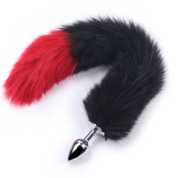 Plug Anal Em Aço inoxidável Calda de Raposa Vermelho e Preto - Image 2
