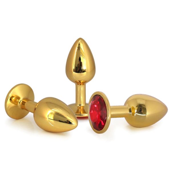 Plug Anal Dourado Com Joia Na Base em Aço Inoxidável Médio - Image 6