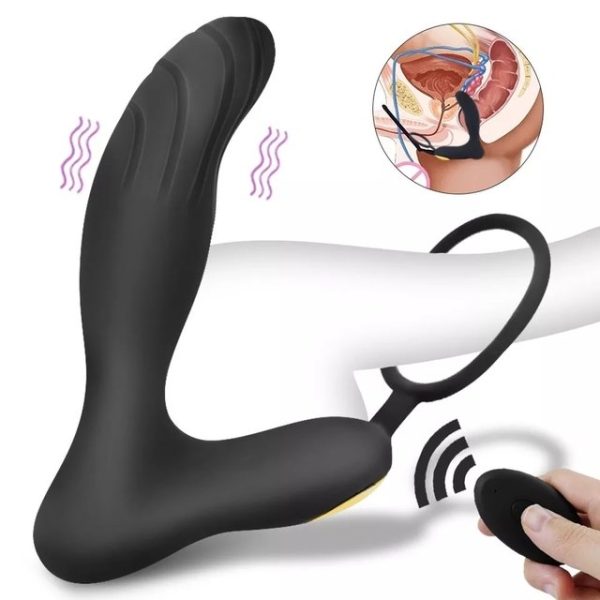 Massageador de Próstata Com Anel Peniano e Controle Remoto