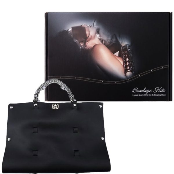 Kit Bondage com 8 Peças em Couro Sintético Preto – BONDAGE KITS - Image 4