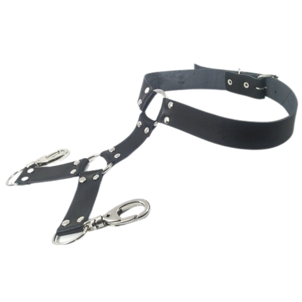 Cinto Para Coxa Dupla Arnês Masculina Sexy Em Couro Branco - Image 4