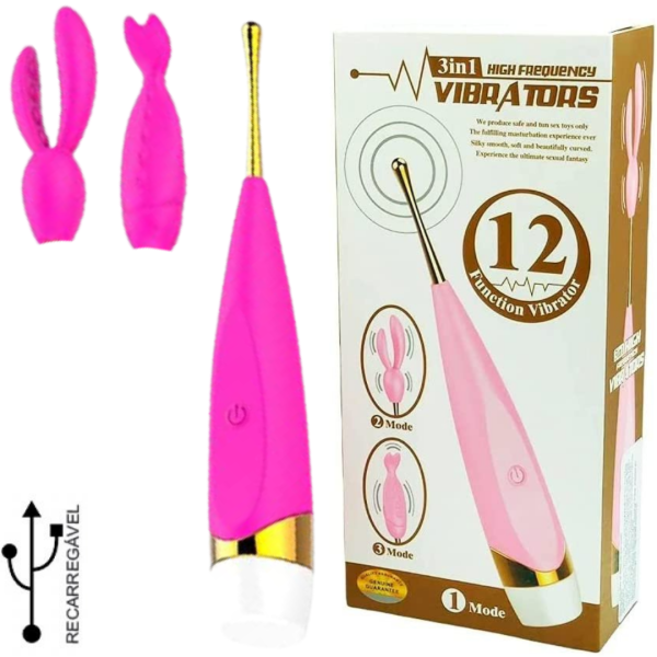 Vibrador Estimulador de Clitóris Recarregável Com Duas Pontas