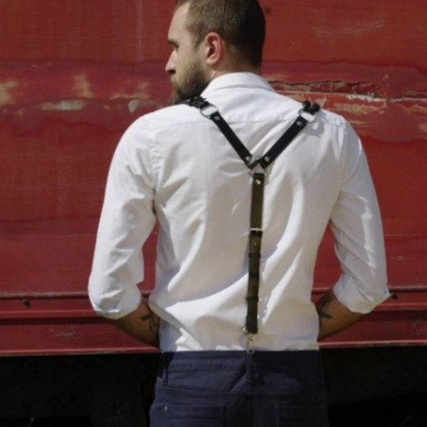 Suspensório Harness Em Couro Branco Sexy Masculino Com Metais - Image 8