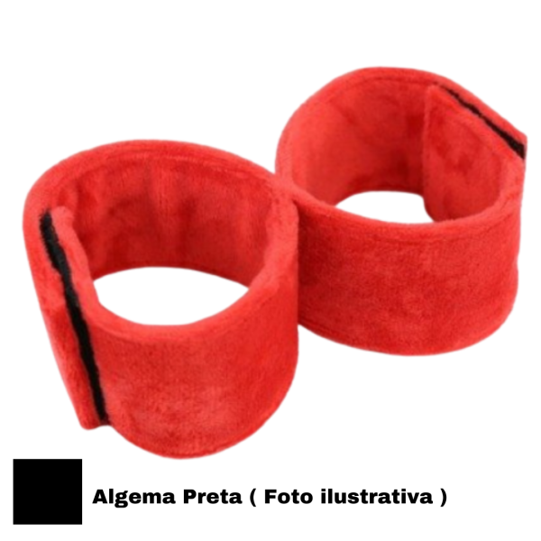 Algema Dupla Para Punhos em Pelúcia Macio Preto