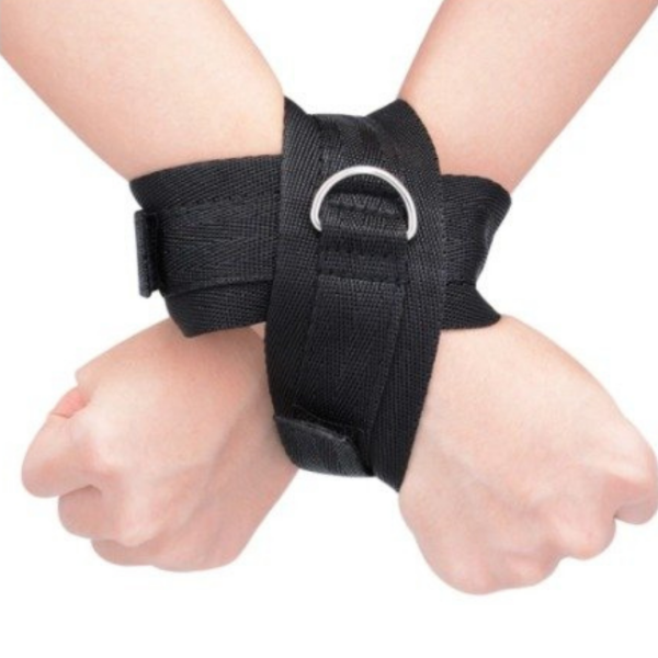 Algemas Dupla Cruzadas Com Argola e Fecho em Velcro Fetiche