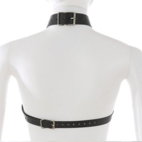 Arreio Feminino em Couro Branco Com Colar Sutiã Fetiche Sexy - Image 5