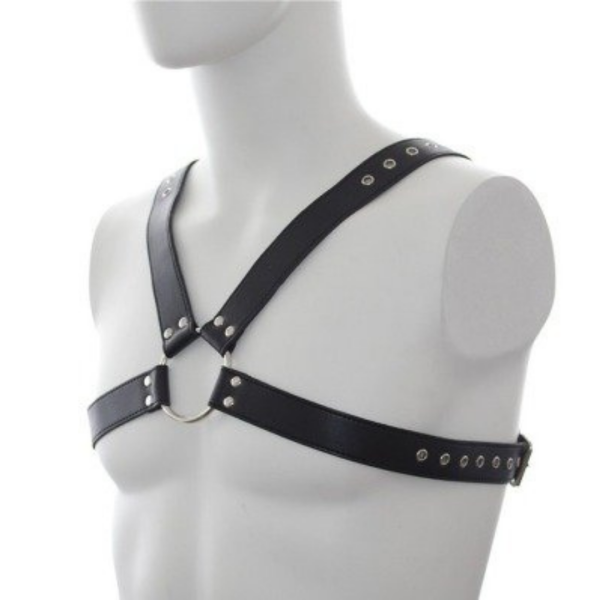Arreio Para Peitoral Masculino em Couro Branco Arnes BDSM - Image 3